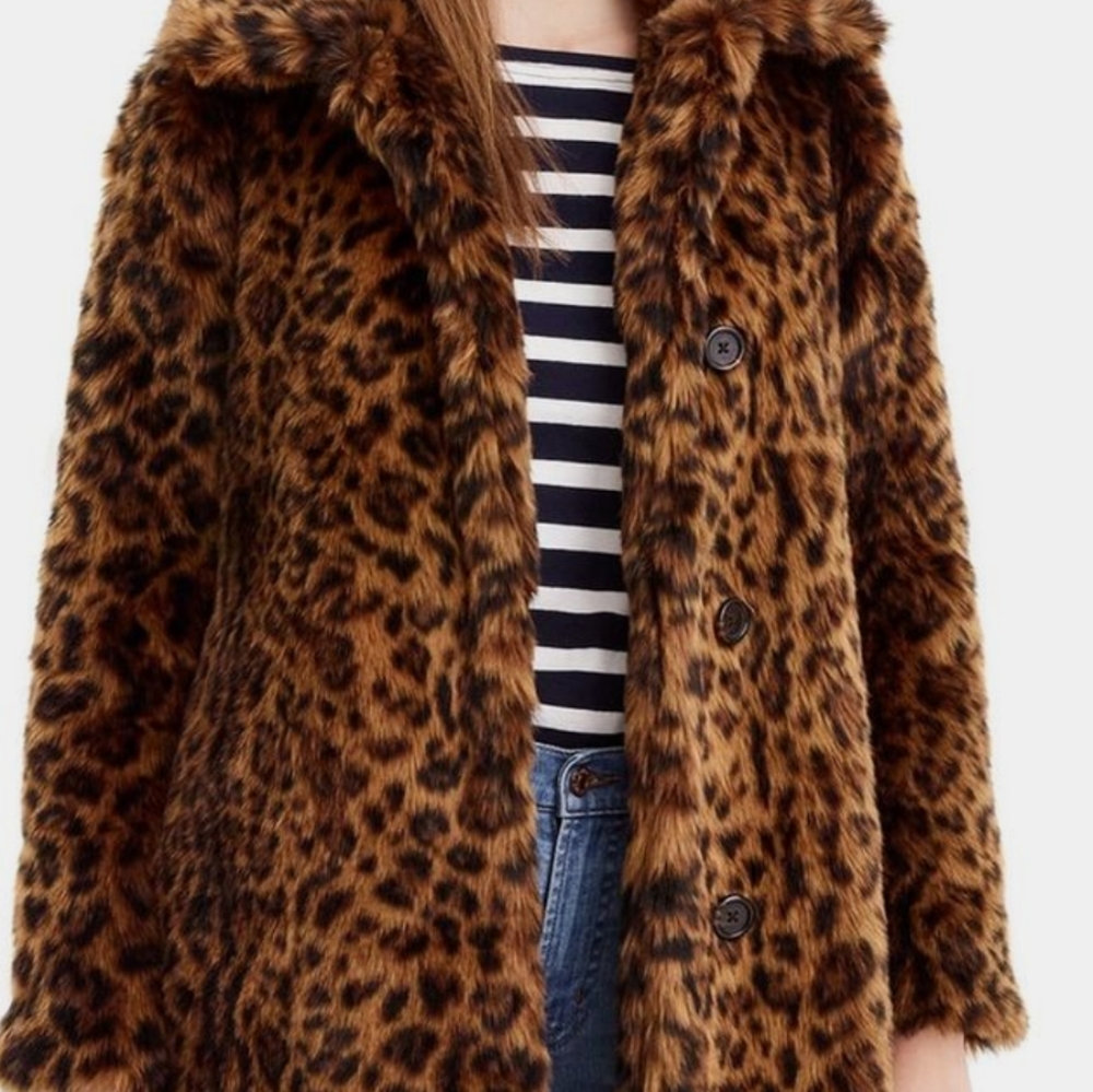 JCrew Leopard Coat M